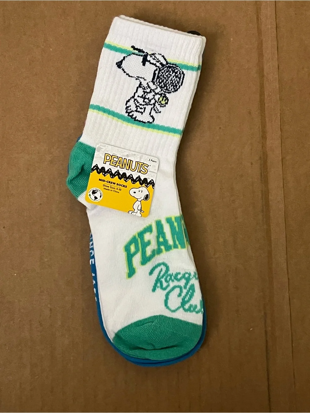 Peanuts Snoopy & Woodstock Multicolor Mid-Crew Socks 2-Pair Pack Size 4-10